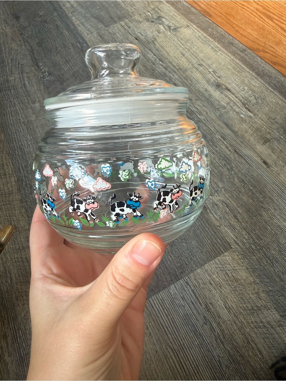 Vintage cows and clouds candy jar with lid